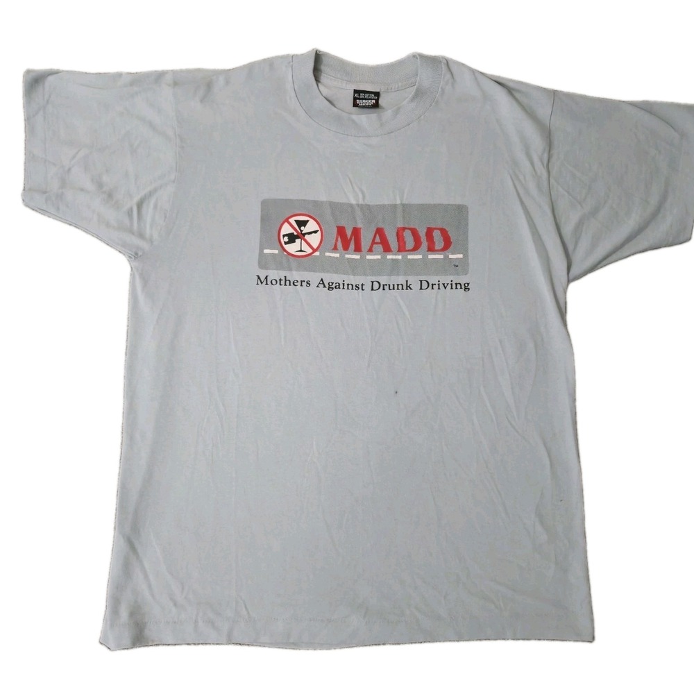 Vintage 90's Mothers Against Drunk Driving T-Shirt Adult XL Logo Single Stitch